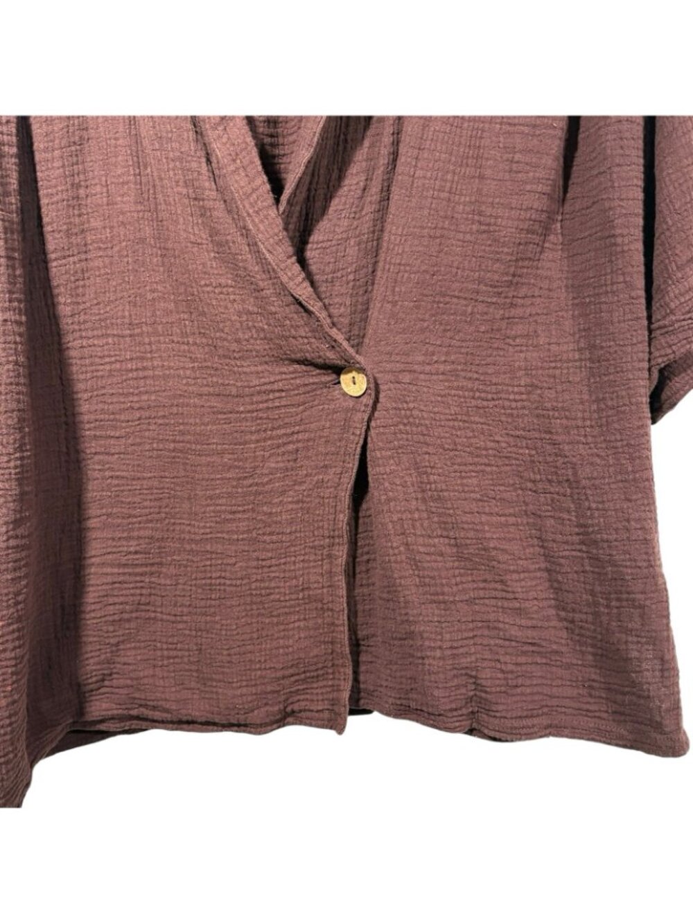 We The Free People Lou Gauzy Blazer Top Brown Short Sleeve Sz XS Oversized - Picture 4 of 6